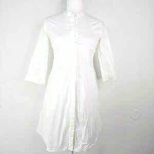 Tuckernuck Womens White Poplin Royal Shirt Tunic Dress XS 100% Cotton 3/4 Sleeve